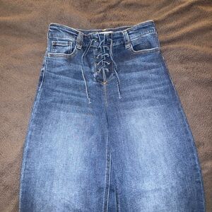 Cello High Rise Lace-Up Blue Jeans